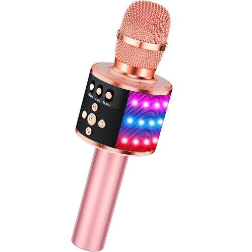 BONAOK Bluetooth Wireless Karaoke Microphone, 4-in1 Portable Handheld Mic with LED Lights, Karaoke Player for Kids, Adults BONAOK Bluetooth Wireless Karaoke Microphone, 4-in1 Portable Handheld Mic with LED Lights, Karaoke Player for Kids, Adults
